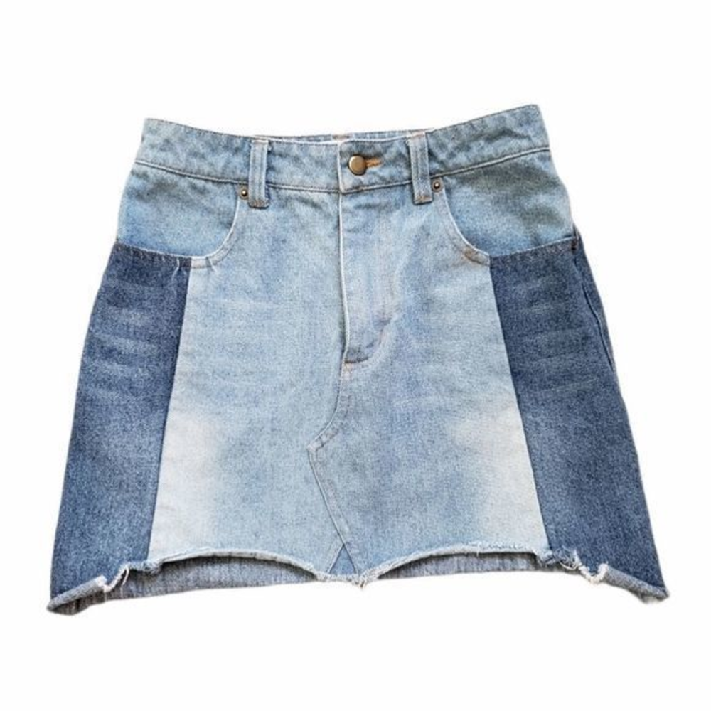 Vestique Two-Toned Denim Miniskirt‎